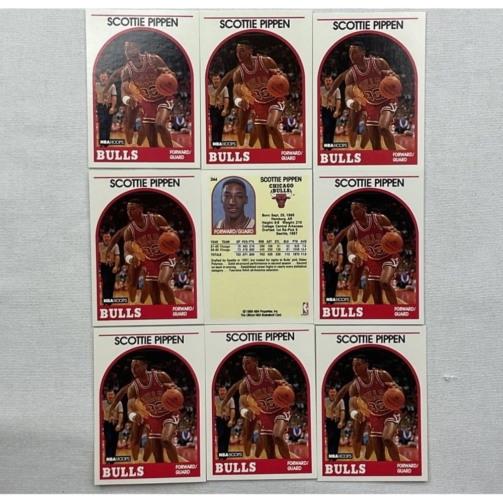 1989 90 NBA Hoops Scottie Pippen Card 244 Chicago Bulls Lot‎ of 10 Cards Mint